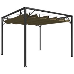 Garden Gazebo with Retractable Roof 9.8'x9.8' Taupe 0.6 oz/ft²