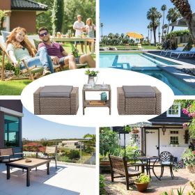 Brown Wicker Rattan Coffee Table Small Ottoman Furniture Set Outdoor Foot Stool Ottoman For Living Room Garden Pool Patio