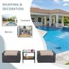 Wholesale Garden Outdoor Grey Ottoman Patio Ottomans And Footstools Furniture Set With Coffee Table Rattan Wicker