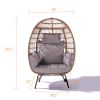 Wicker Egg Chair, Oversized Indoor Outdoor Lounger for Patio, Backyard, Living Room w/ 5 Cushions, Steel Frame, - Light Grey