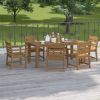 HIPS Patio Furniture Dining Chair and Table, 7 Pieces(6 dining chairs+1 dining table) Backyard Conversation Garden Poolside Balcony TEAK