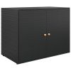 Garden Storage Cabinet Black 39.4"x21.9"x31.5" Poly Rattan