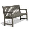 Emilio Grey-washed Farmhouse Wood Garden Bench for 3 Seaters