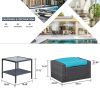 Coffee Table Wicker Patio Ottomans Furniture Set Black Ottoman Foot Stool For Living Room Pool Garden