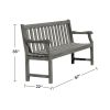 Emilio Grey-washed Farmhouse Wood Garden Bench for 3 Seaters