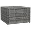 Garden Footstool with Cushion Gray Poly Rattan