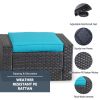 Coffee Table Wicker Patio Ottomans Furniture Set Black Ottoman Foot Stool For Living Room Pool Garden