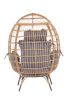 Wicker Egg Chair, Oversized Indoor Outdoor Lounger for Patio, Backyard, Living Room w/ 5 Cushions, Steel Frame, - Light Grey