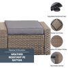 Brown Wicker Rattan Coffee Table Small Ottoman Furniture Set Outdoor Foot Stool Ottoman For Living Room Garden Pool Patio