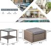 Brown Wicker Rattan Coffee Table Small Ottoman Furniture Set Outdoor Foot Stool Ottoman For Living Room Garden Pool Patio