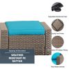 Pool Patio Garden Square PE Rattan Wicker Brown Outdoor Ottoman Foot Stool With Coffee Table Cushions