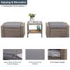 Brown Wicker Rattan Coffee Table Small Ottoman Furniture Set Outdoor Foot Stool Ottoman For Living Room Garden Pool Patio