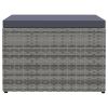 Garden Footstool with Cushion Gray Poly Rattan