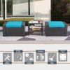 Coffee Table Wicker Patio Ottomans Furniture Set Black Ottoman Foot Stool For Living Room Pool Garden