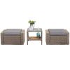Brown Wicker Rattan Coffee Table Small Ottoman Furniture Set Outdoor Foot Stool Ottoman For Living Room Garden Pool Patio