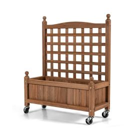Patio Wooden Raised Plants Flower Planter Box (Color: As pic show)