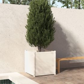 Garden Planter White 27.6"x27.6"x27.6" Solid Wood Pine (Color: White)