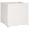 Garden Planter White 27.6"x27.6"x27.6" Solid Wood Pine