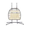 2 Person Outdoor Rattan Hanging Chair Patio Wicker Egg Chair